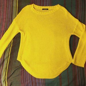 LRL Yellow Open Knit Cotton Crew Sweater